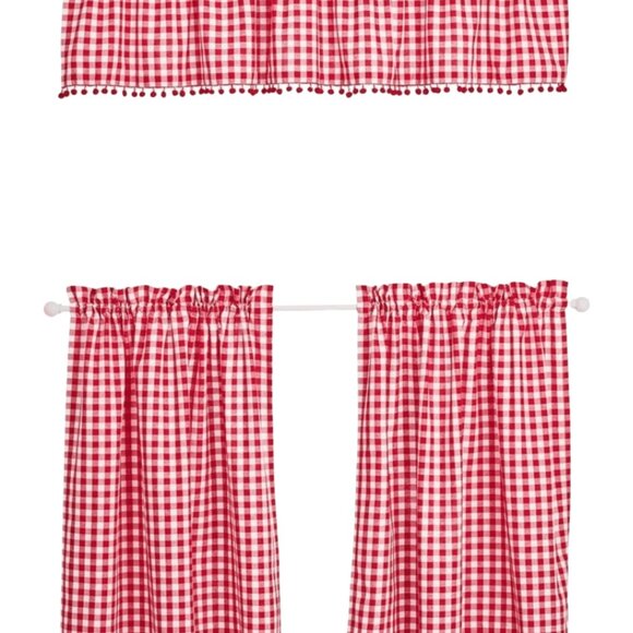 The Pioneer Woman Gingham Kitchen Curtain Set Red & White 3-Piece, Bundle of 6 - Picture 3 of 6